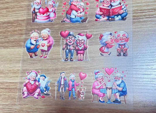 E-18 Valentine cute old couple 3D embossed sticker 1 piece(148*210cm)