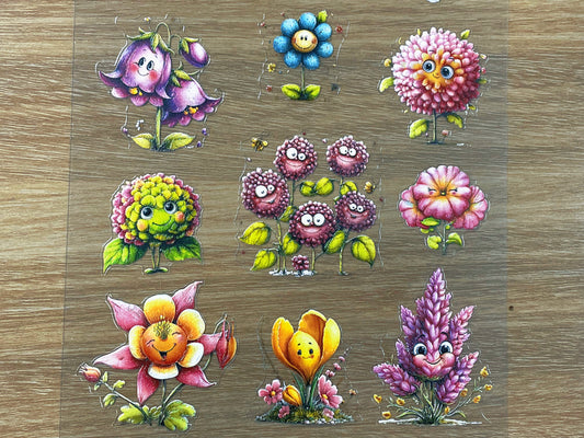 E-64 Flower Buddies' Paradise 3D Embossed sticker 1 piece
