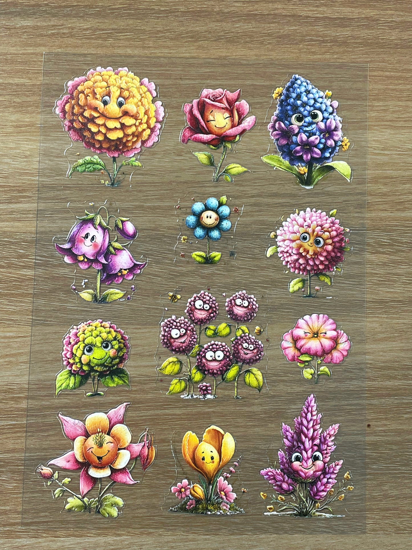 E-64 Flower Buddies' Paradise 3D Embossed sticker 1 piece