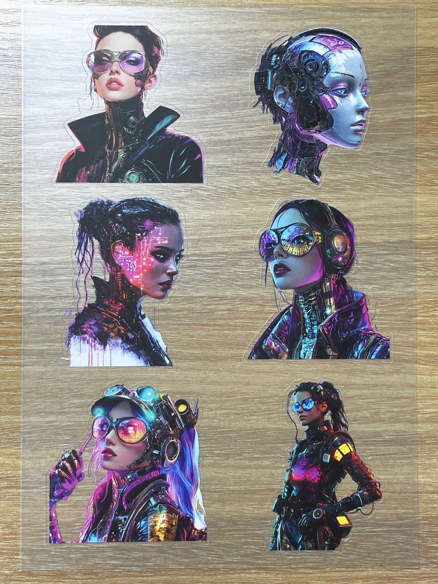 S69 Cyber Neon sticker pet precut A5 size 6 pieces