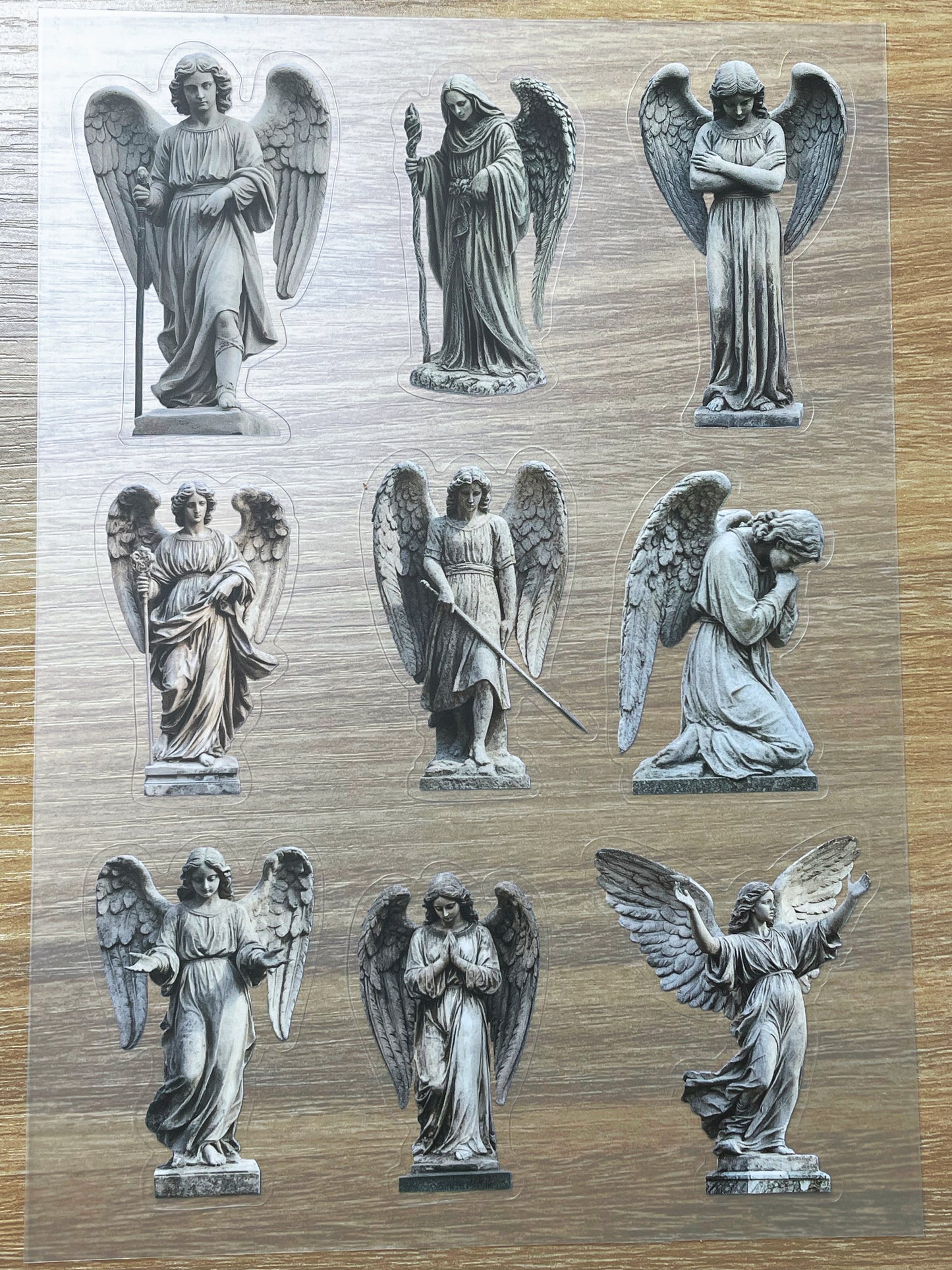 S113 Stone Angel sticker pet precut A5 size 2 pieces