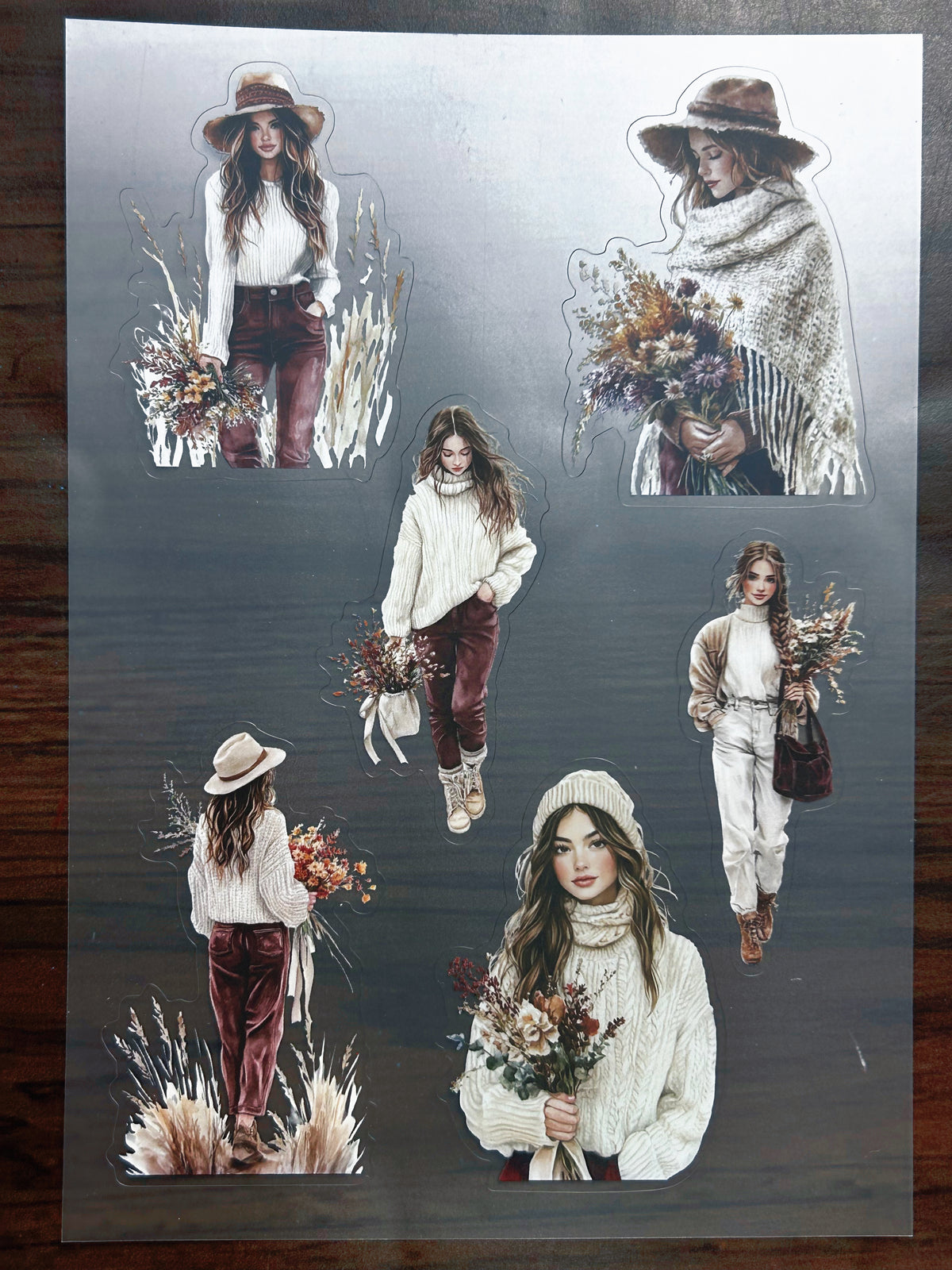S-179 Autumn Flower sticker pet precut A5 size 2 pieces