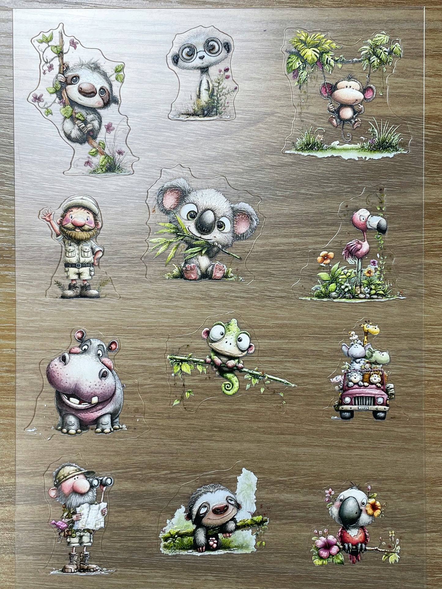 E-111 Jungle Wanderers 3D Embossed sticker 1 piece