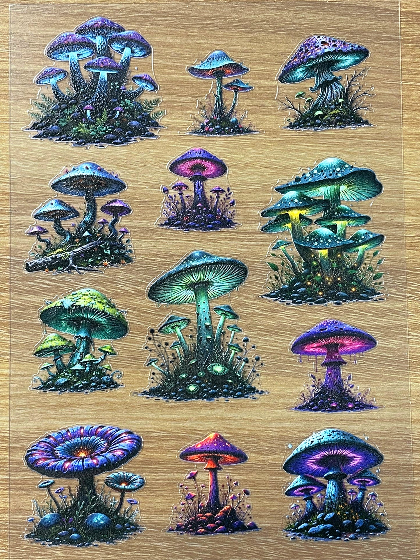 E-84 Glowing Mushroom Grove 3D Embossed sticker 1 piece