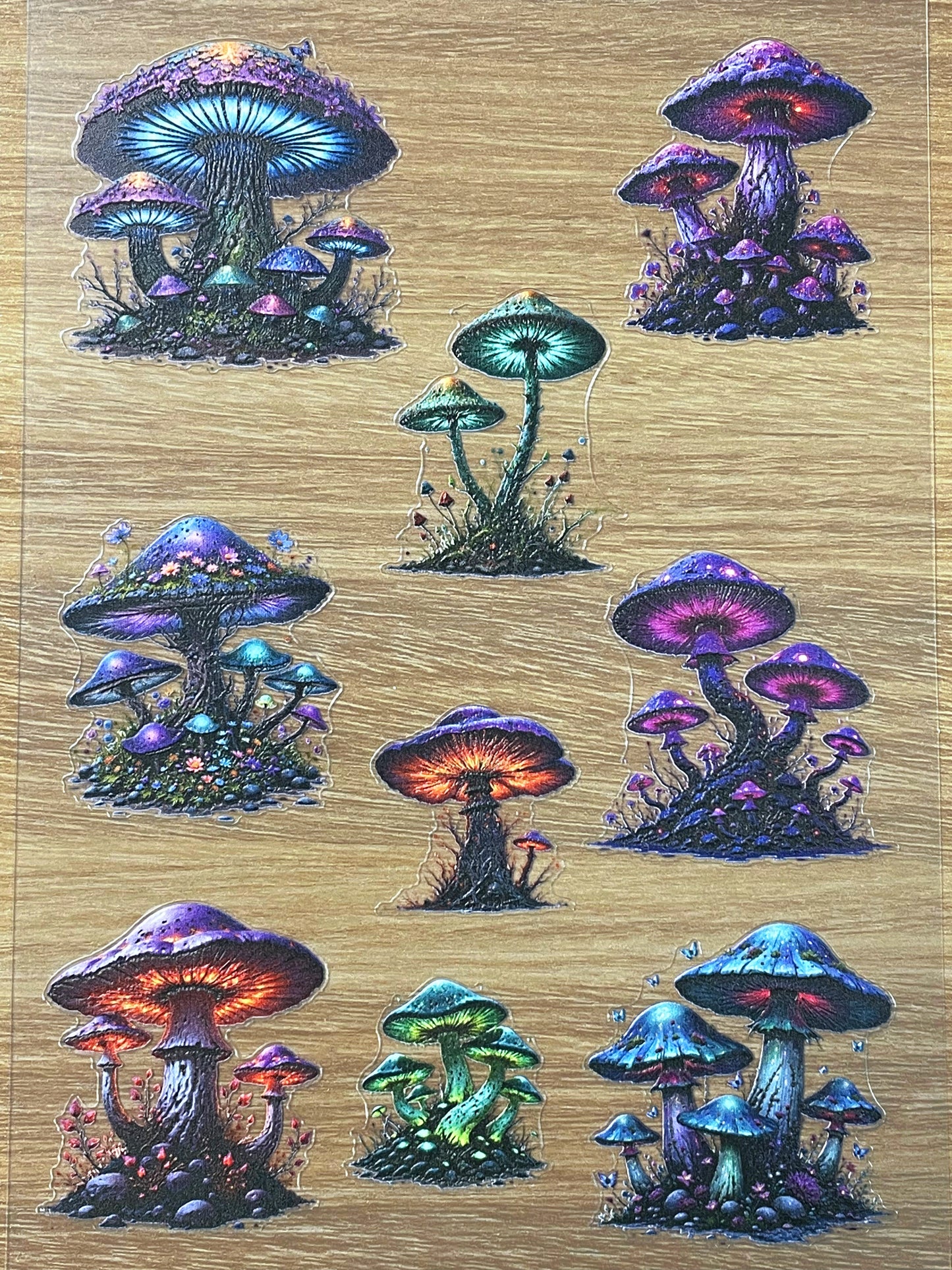 E-85 Enchanted Fungi 3D Embossed sticker 1 piece