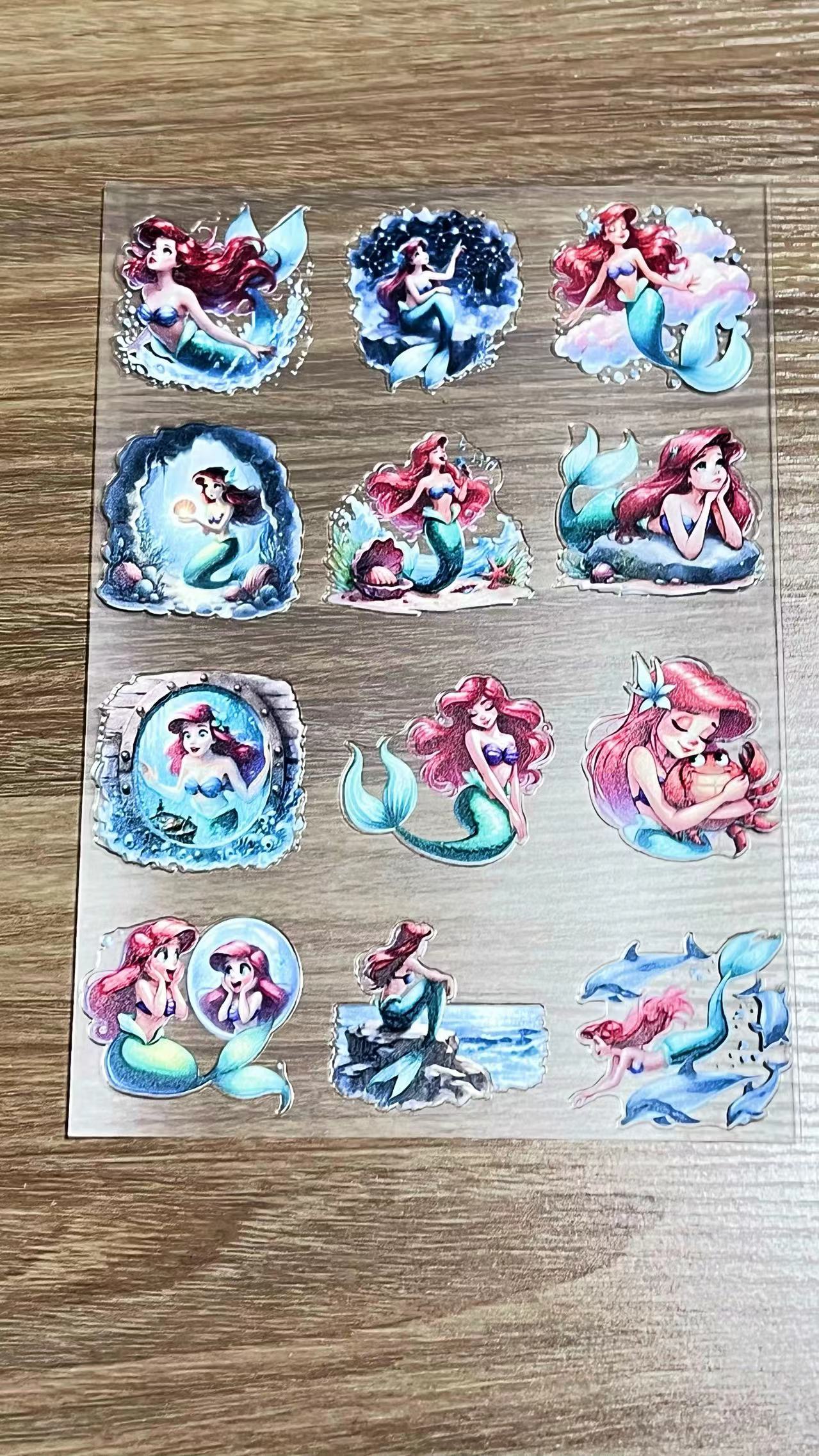 E-26 Mermaid Ariel 3Dembossed sticker one piece