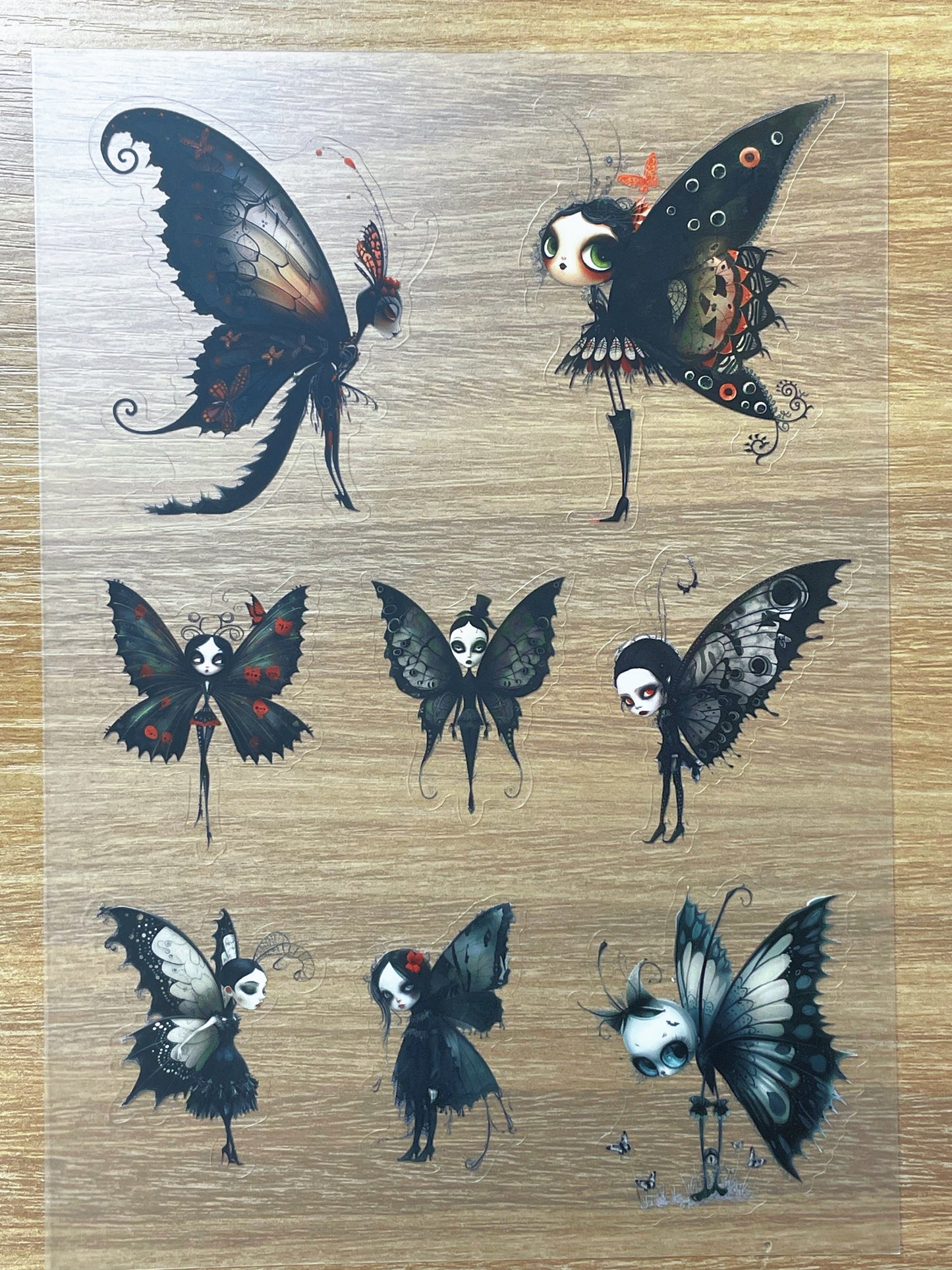 S82 Gothic Wing Sprites sticker pet precut A5 size 3 pieces