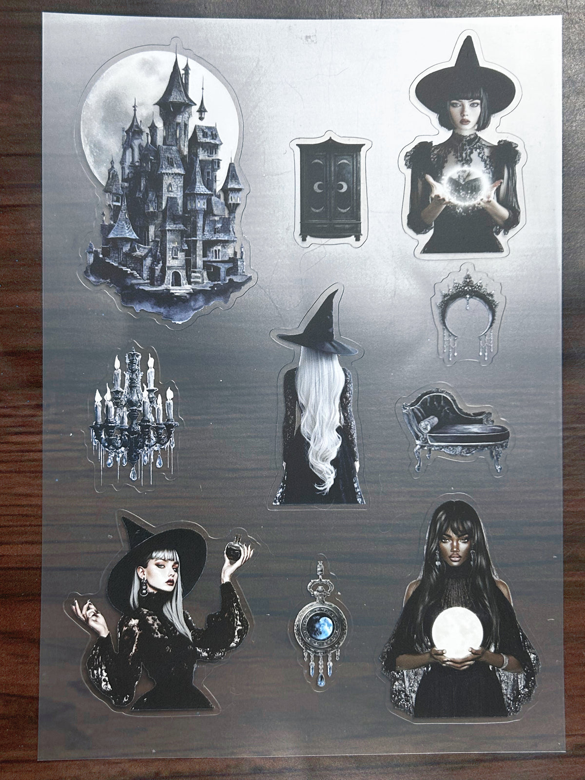 S-194 Gothic Witch sticker pet precut A5 size 4 pieces