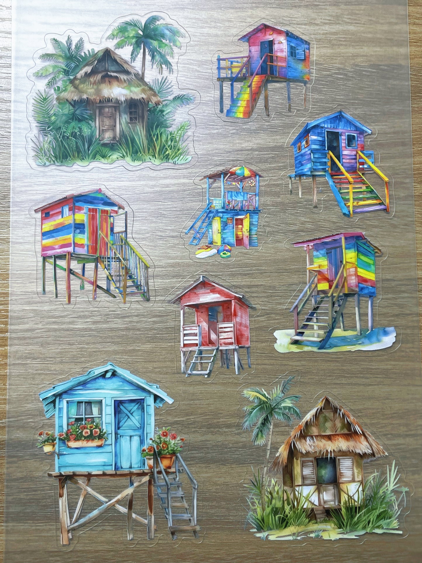S109 Coastal Stilt House sticker pet precut A5 size 5 pieces