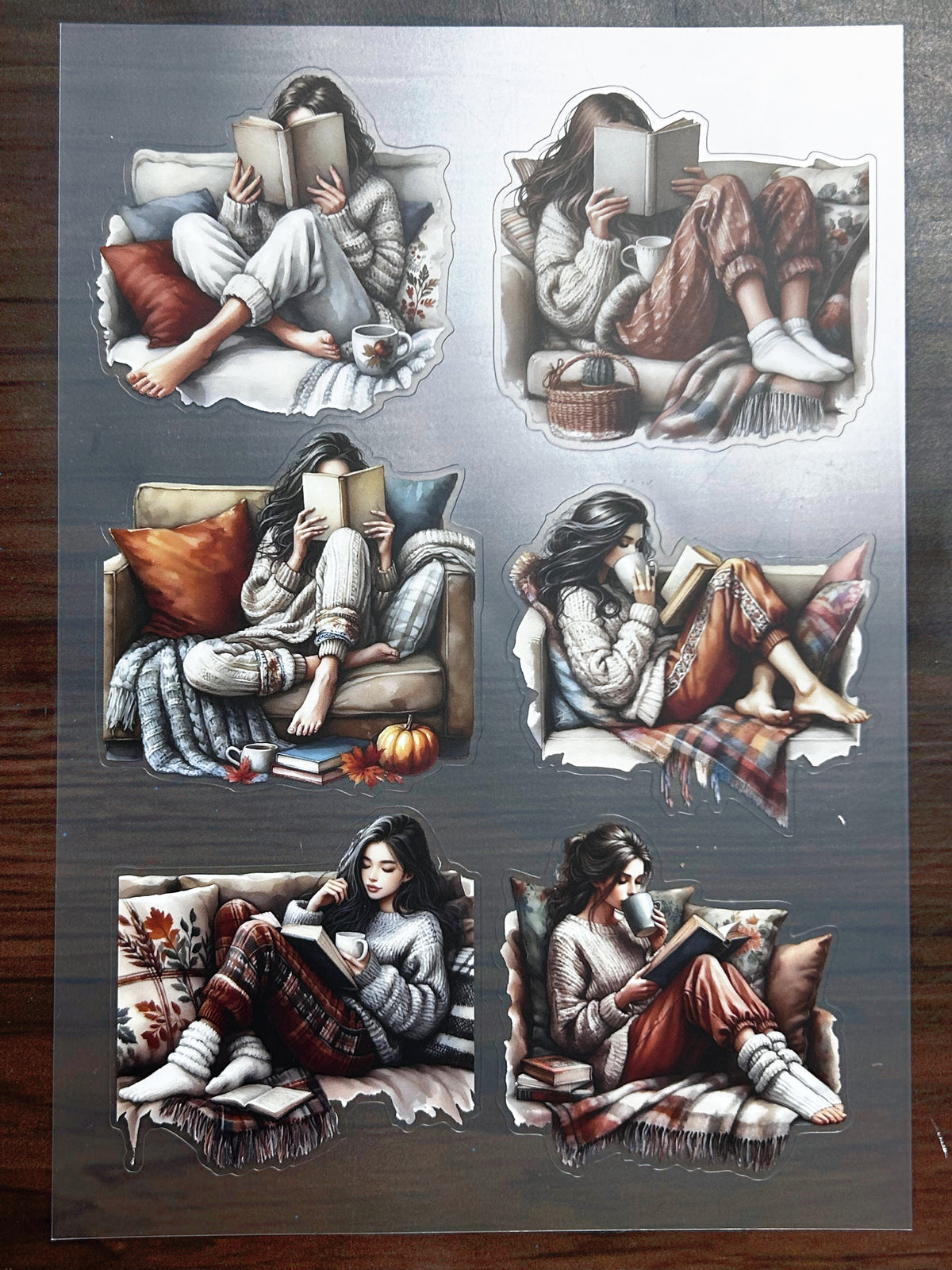 S-196 Home Relax Lady sticker pet precut A5 size 2 pieces