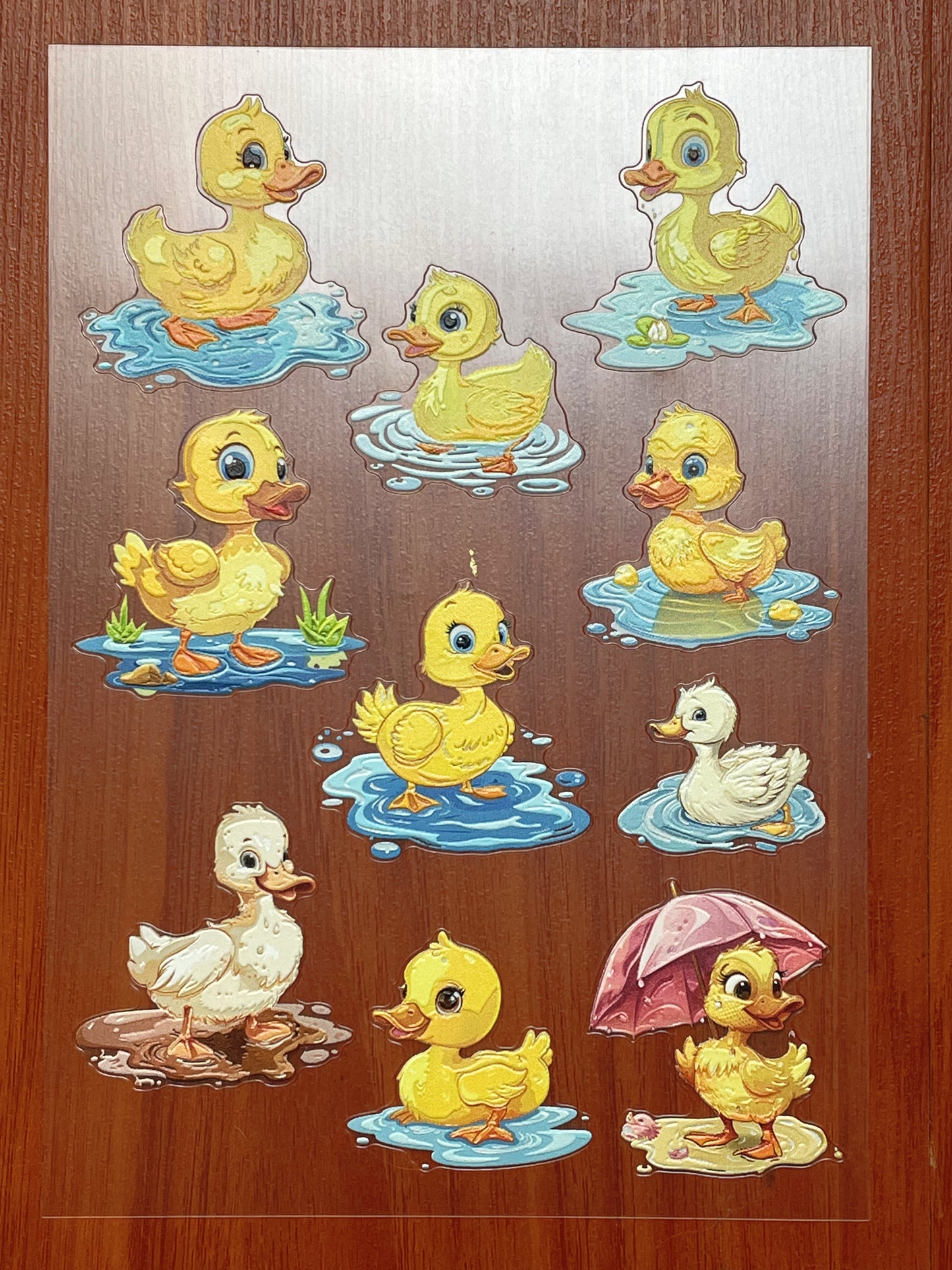 E-141 Playful Yellow Duckings 3D Embossed sticker 1 piece