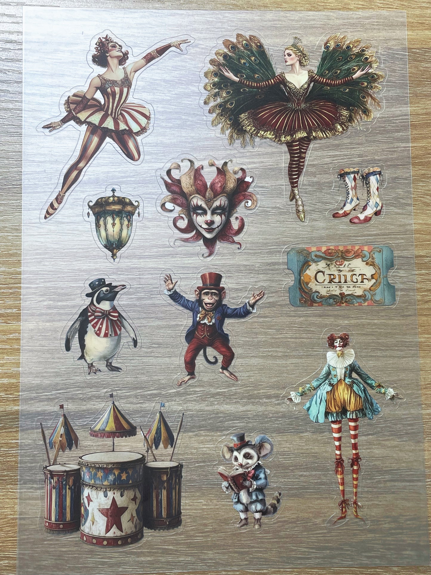S104 Vintage Circus Ballad sticker pet precut A5 size 5 pieces