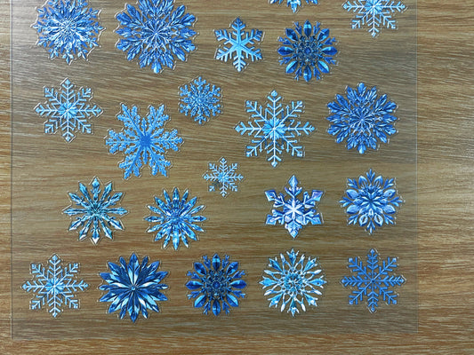 E-76 Blue Snowfall Shelters 3D Embossed sticker 1 piece