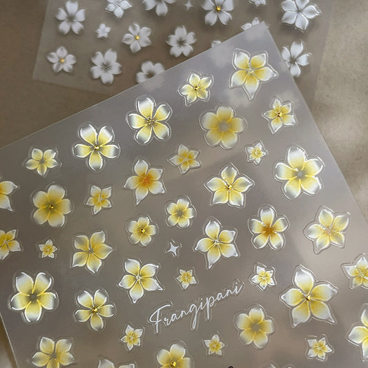 mini-5 Embossed Gold Foil Plumeria Stickers