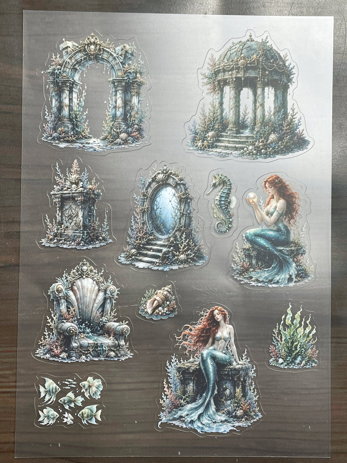 S-173 Sunken Mermaid Kingdom sticker pet precut A5 size 3 pieces