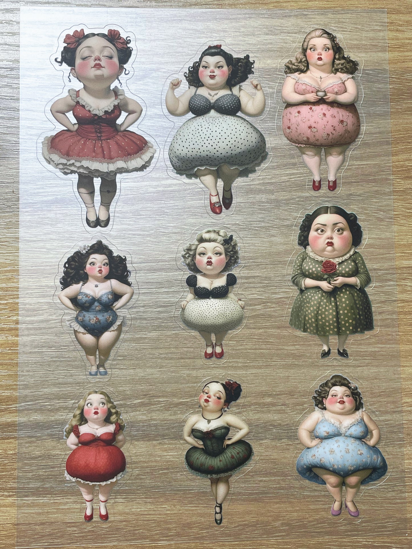 S101 Retro Sweet Gril Journal sticker pet precut A5 size 5 pieces