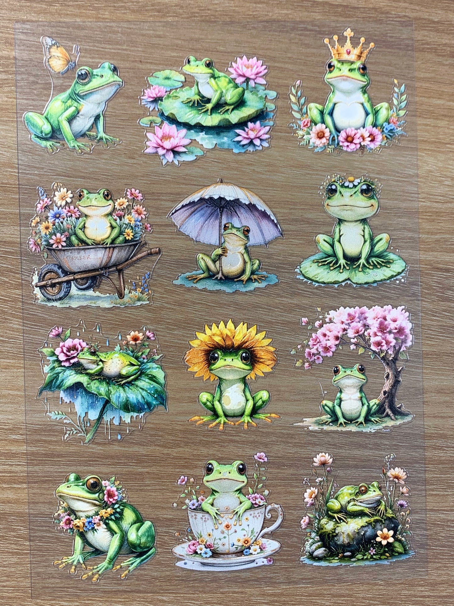 E-90 Floral Garden Frog 3D Embossed sticker 1 piece