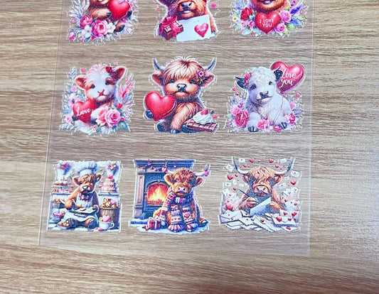 E-19 Valentine highland cow 3D embossed sticker 1 piece(148*210cm)