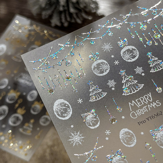 mini-8 Embossed Christmas Snowflake Ball Stickers