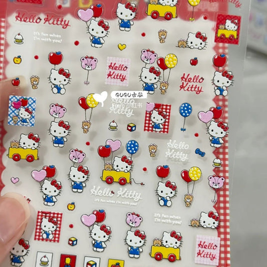 MINI-28 Sanrio Embossed 3D Stickers Apple Kitty Cartoon Cute