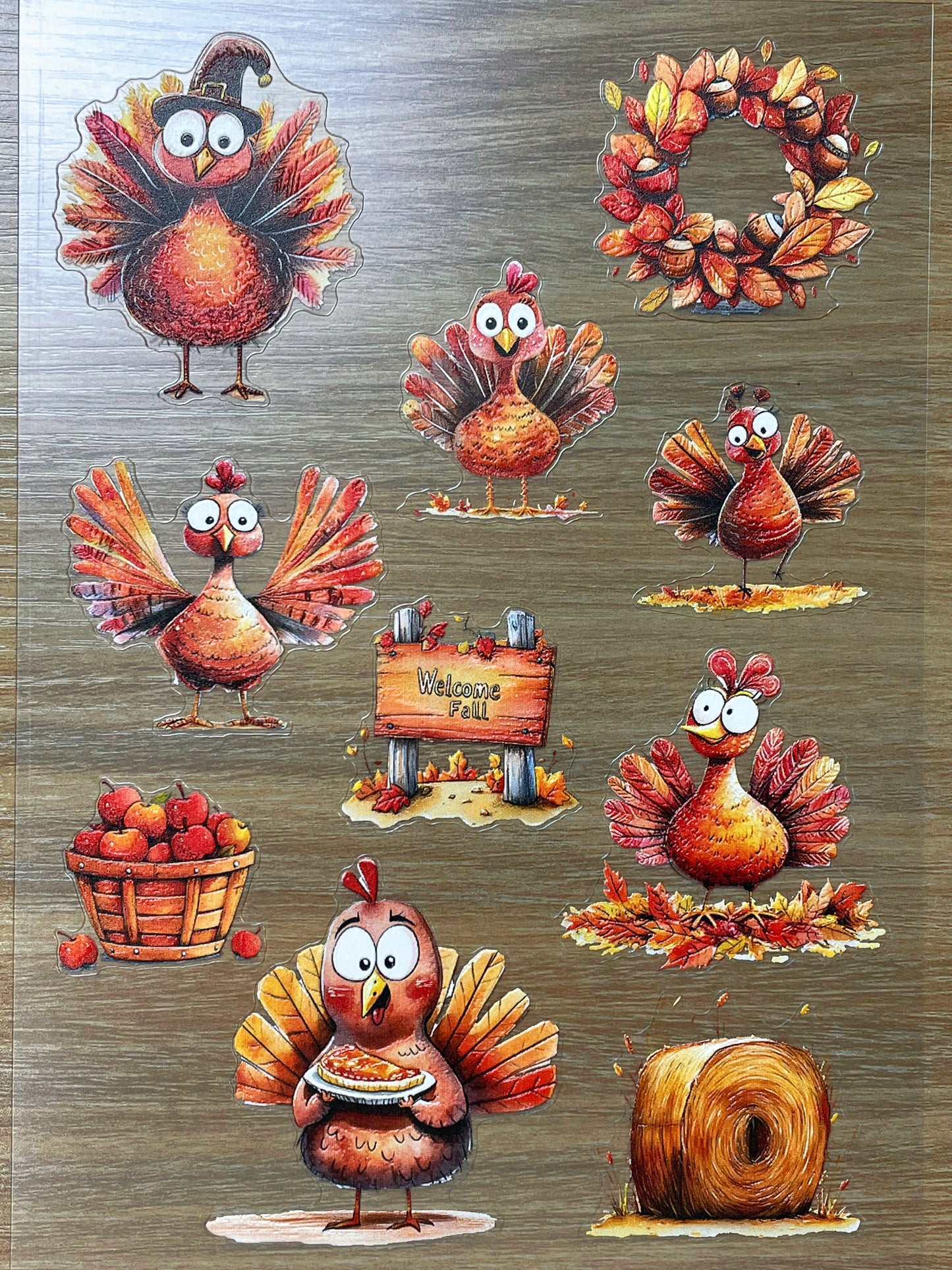 E-121 Thanksgiving Barnyard 2.0 3D Embossed sticker 1 piece