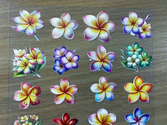 E-78 Rainbow Plumeria 3D Embossed sticker 1 piece
