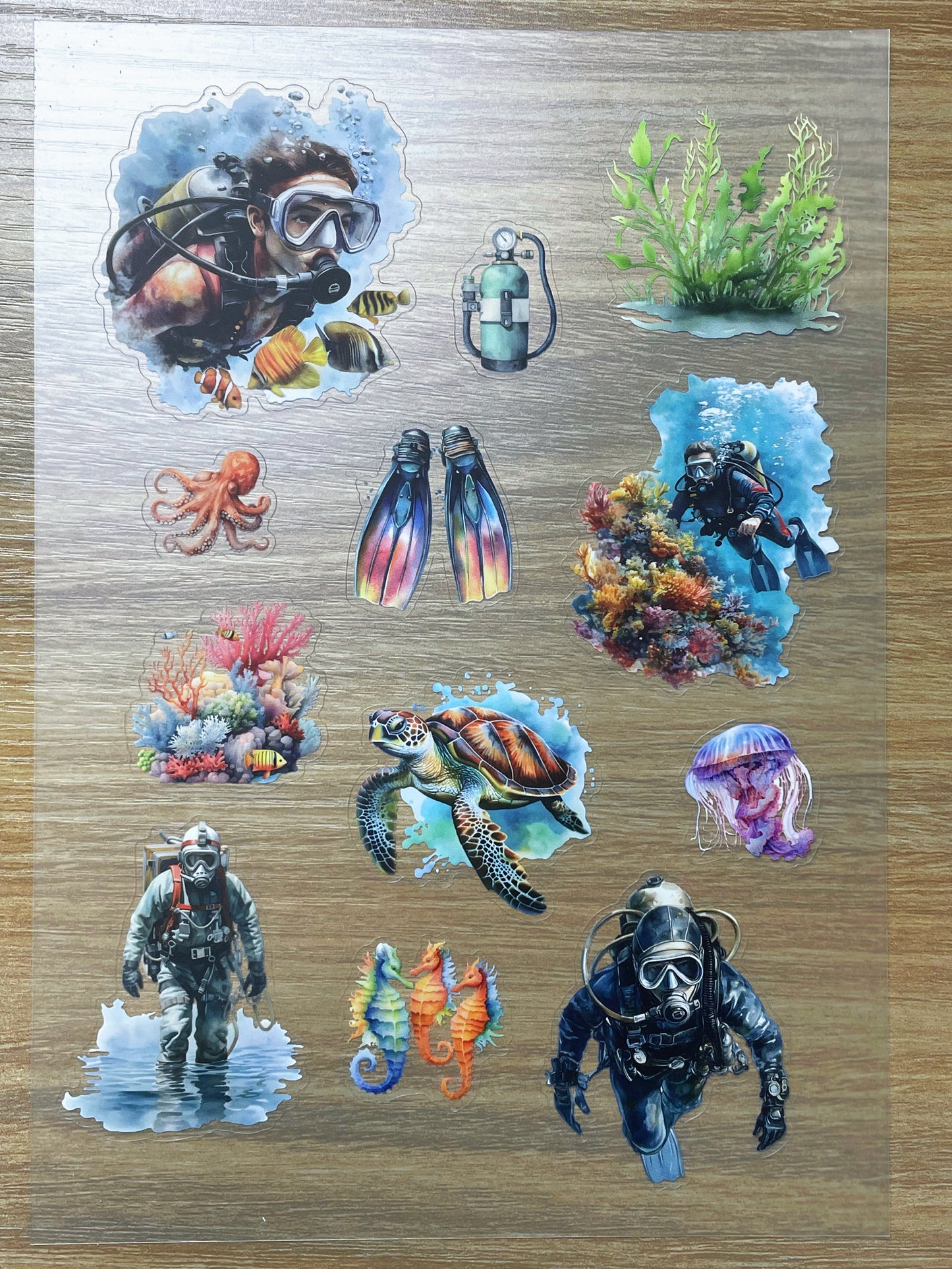 S59 Deep Diving Adventure sticker pet precut A5 size 2 pieces