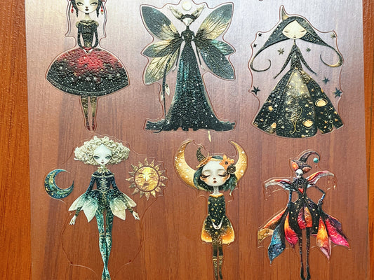 E-133 Sun-Moon Fairies 3D Embossed sticker 1 piece
