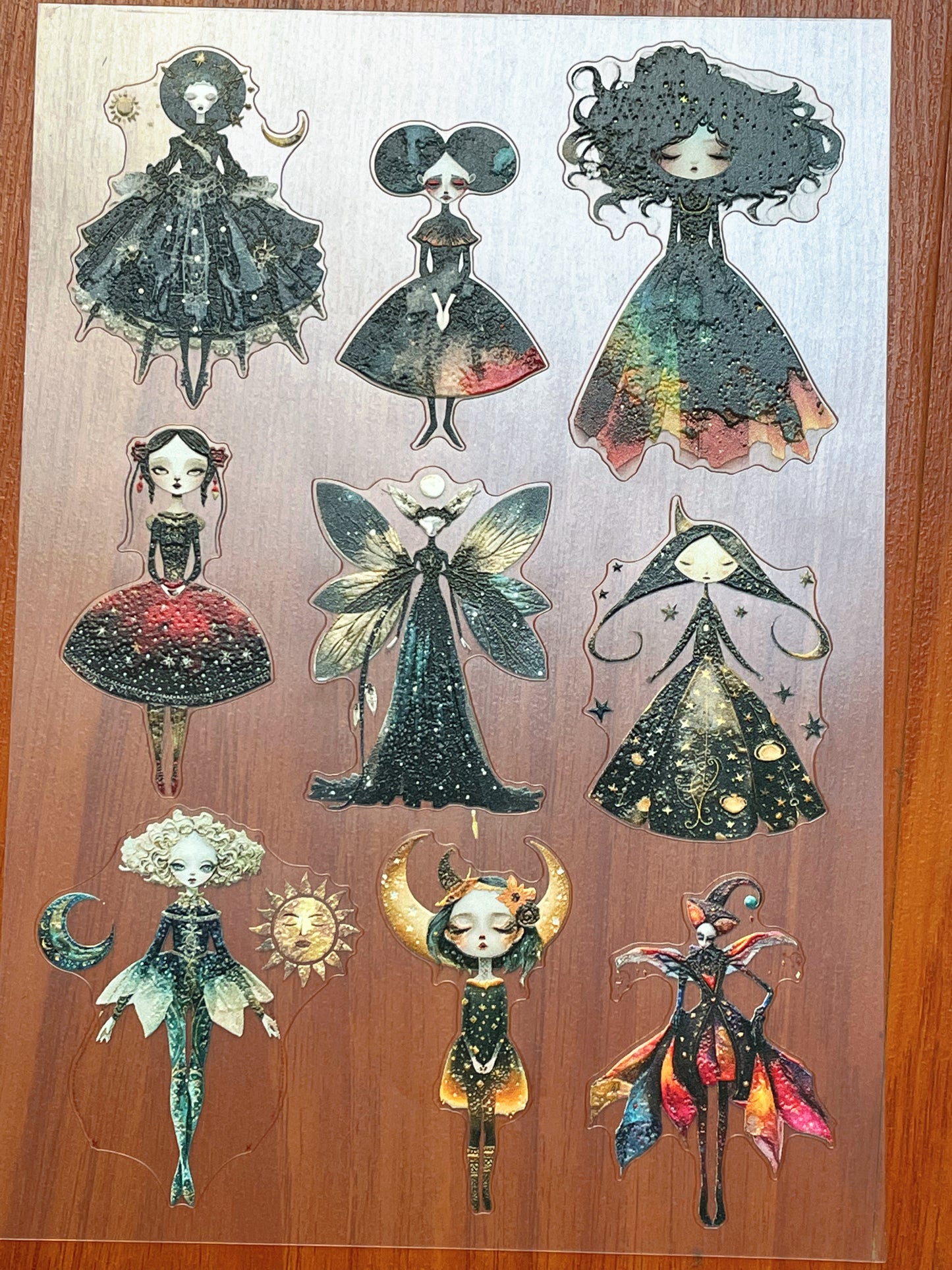 E-133 Sun-Moon Fairies 3D Embossed sticker 1 piece