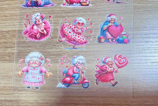 E- 16 Valentine cute old lady 3D embossed sticker 1 piece (148*210cm)
