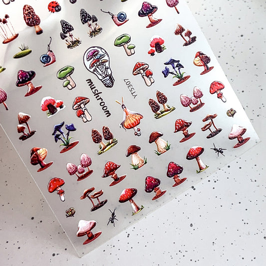 mini-10 Embossed Mushroom Stickers