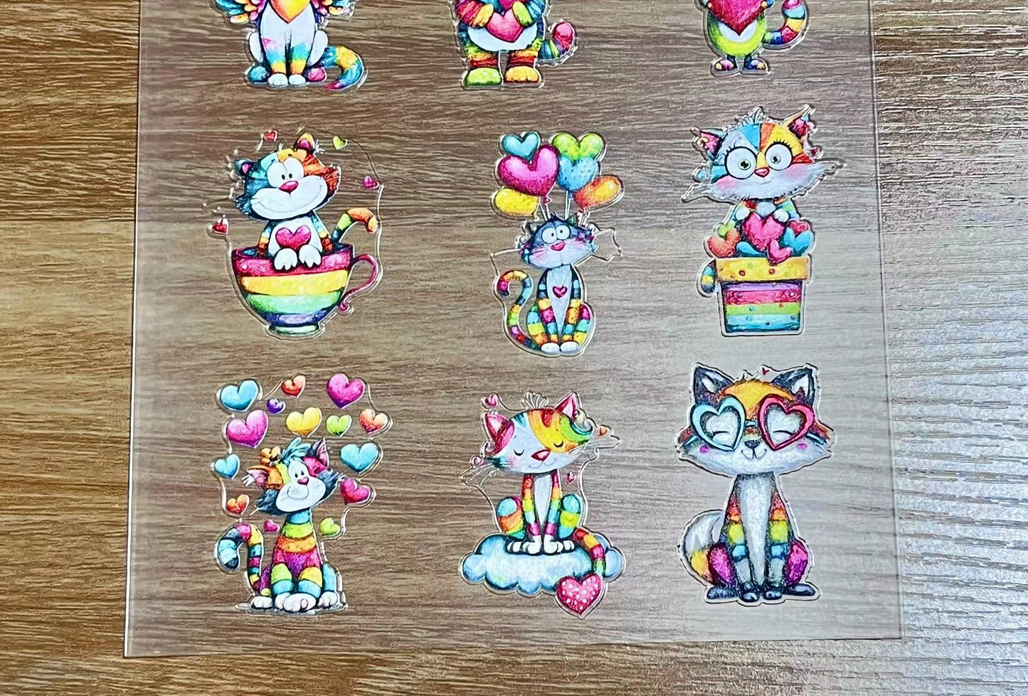 E-22 Valentine cat 3Dembossed sticker one piece