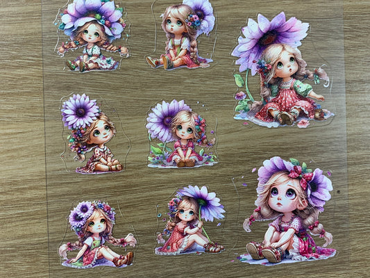 E-58 Flower Sprites 3D Embossed sticker 1 piece