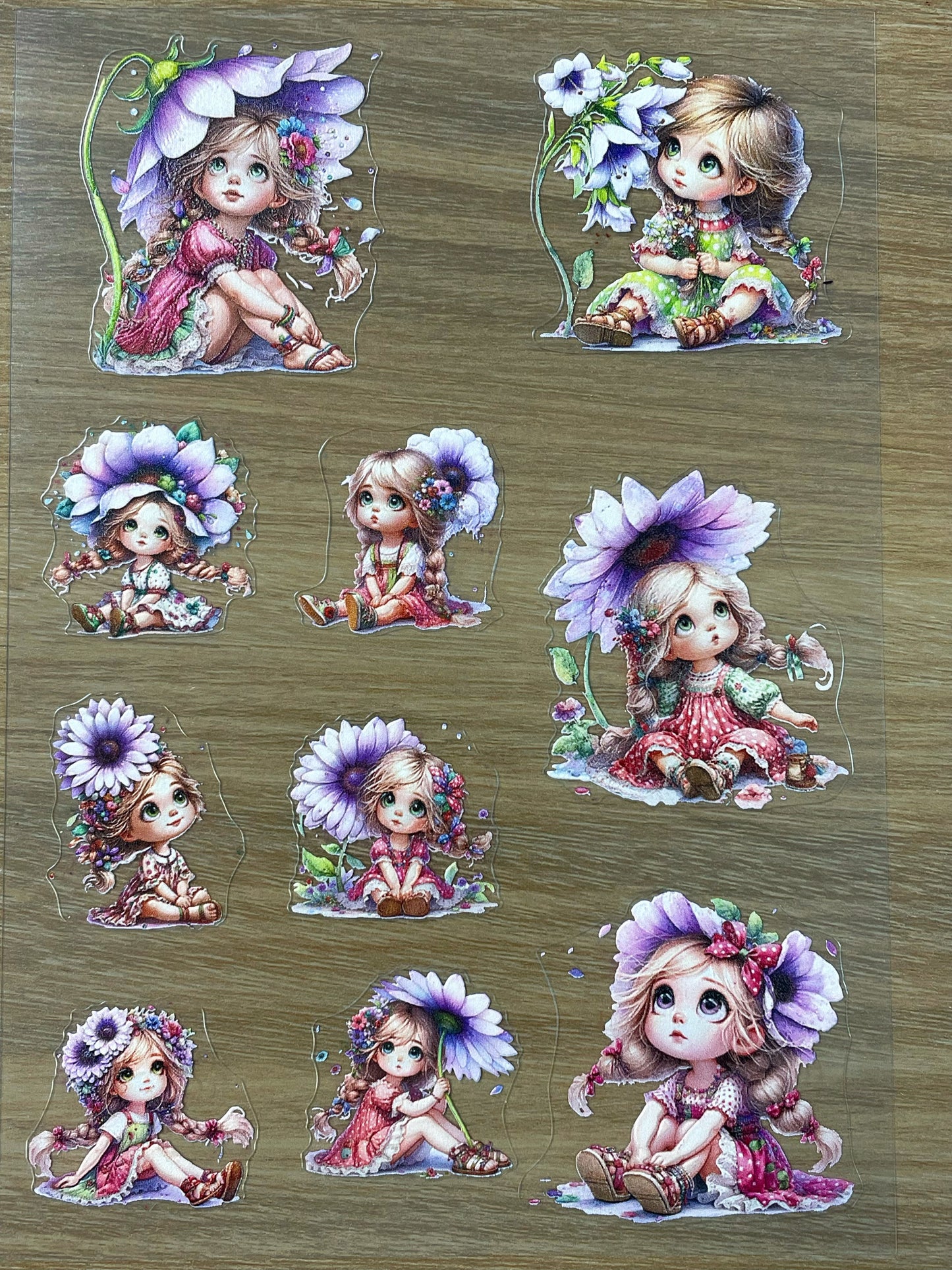 E-58 Flower Sprites 3D Embossed sticker 1 piece
