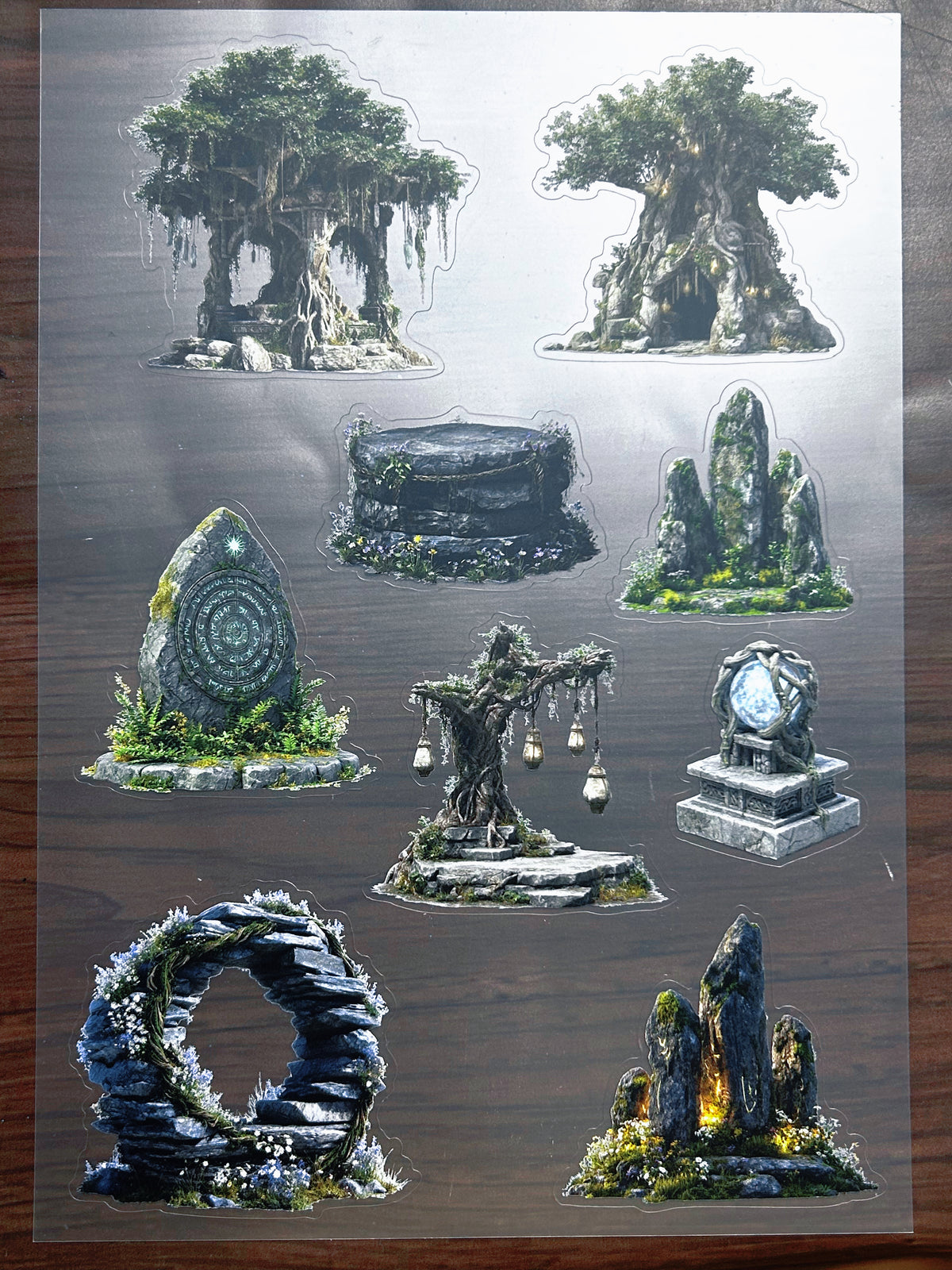 S-209 Enchanted Forest Ruins sticker pet precut A4 size 4 pieces