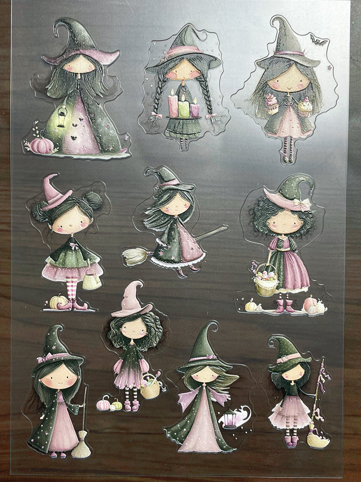 E-244 Cute Pastel Witch 3D Embossed sticker A5 size 1 piece