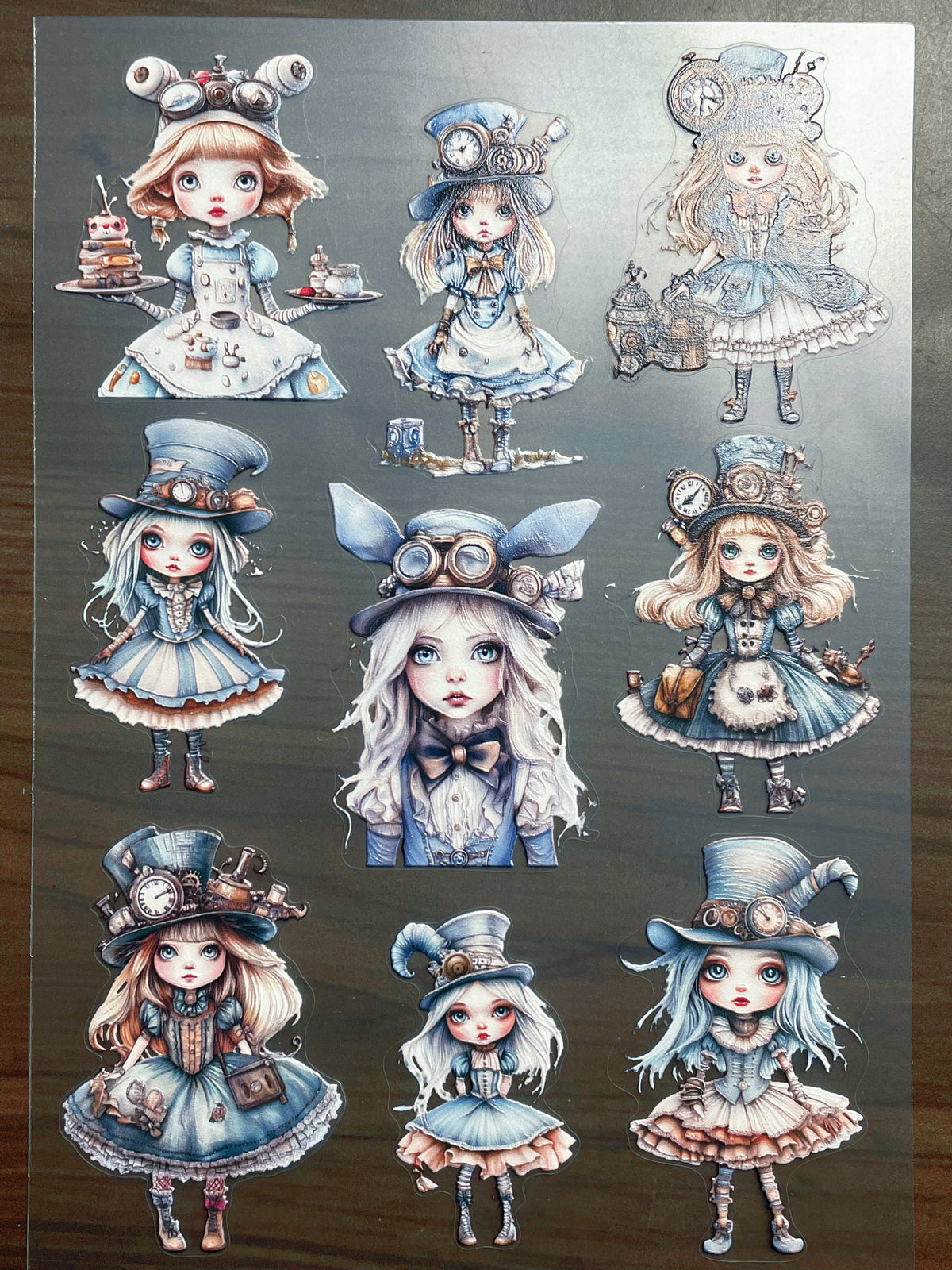 E-246 Steampunk Alice 3D Embossed sticker A5 size 1 piece