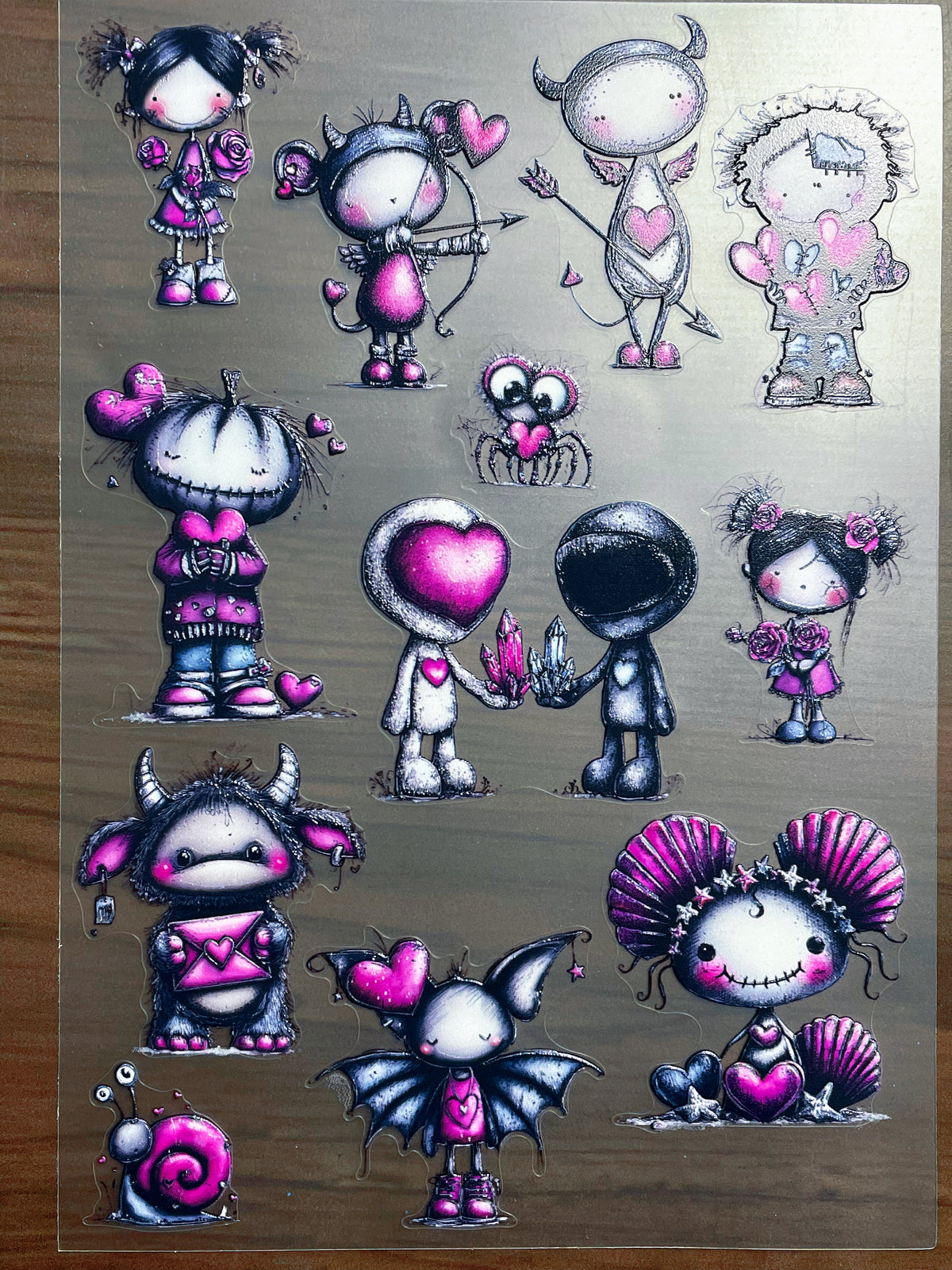E-249 Gothic Love Dolls 3D Embossed sticker A5 size 1 piece