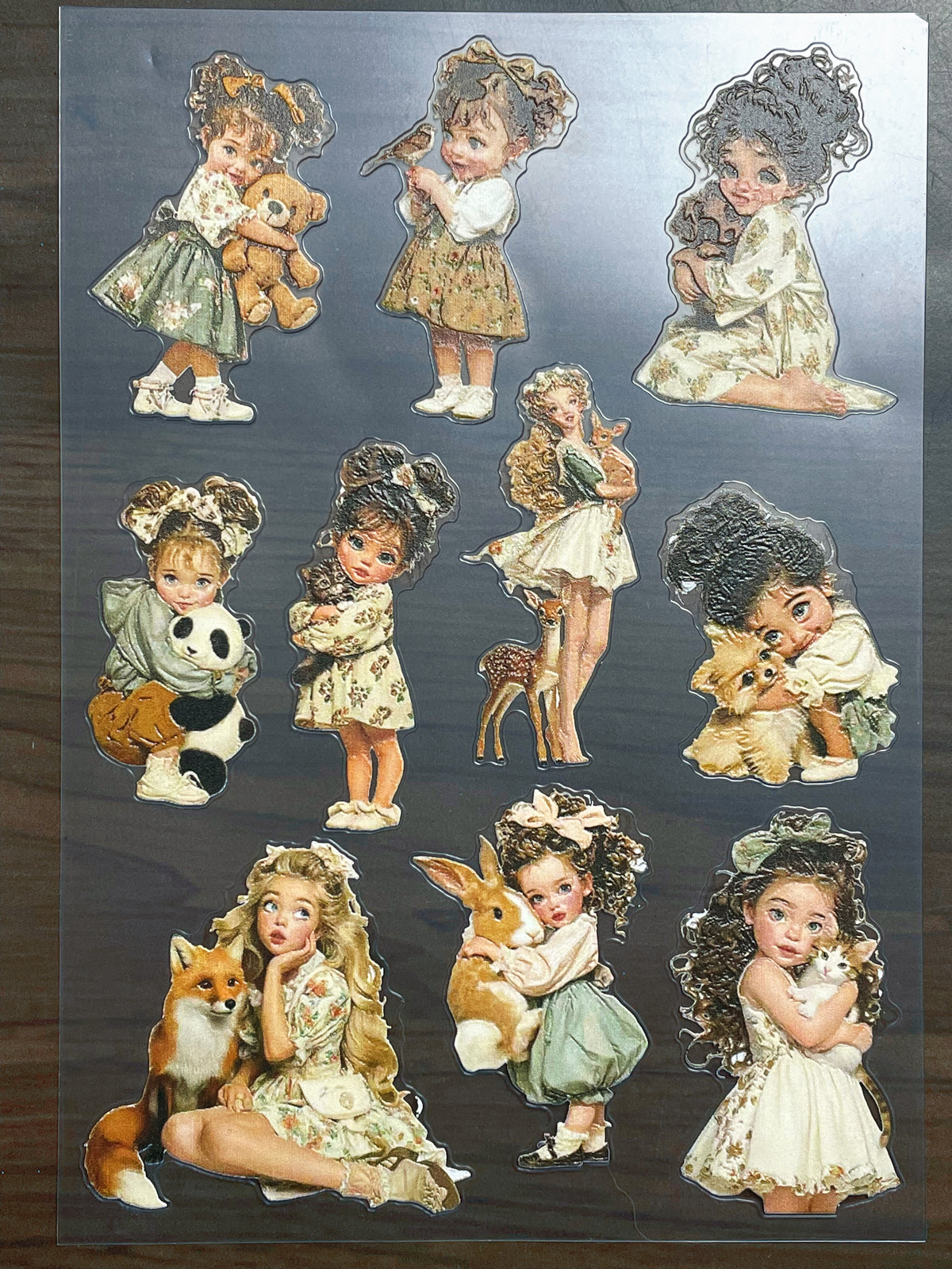 E-268 Vintage Girl 3D Embossed sticker A5 size 1 piece