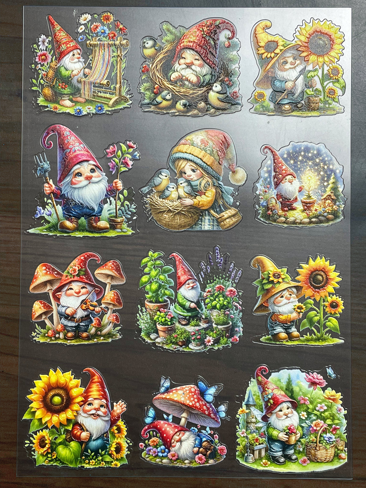 E-269 Garden Gnome 3D Embossed sticker A5 size 1 piece