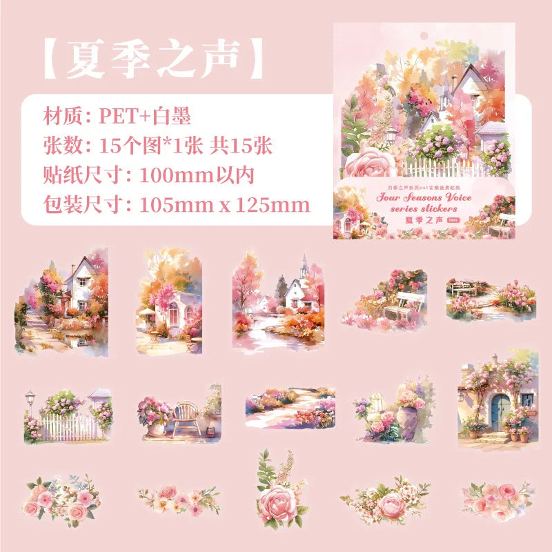 S-31 Mr. Paper, Four Seasons Forest Garden Theme Stickers, Decorative Scrapbook Notebook Phone Case Diary Collage Material Stickers