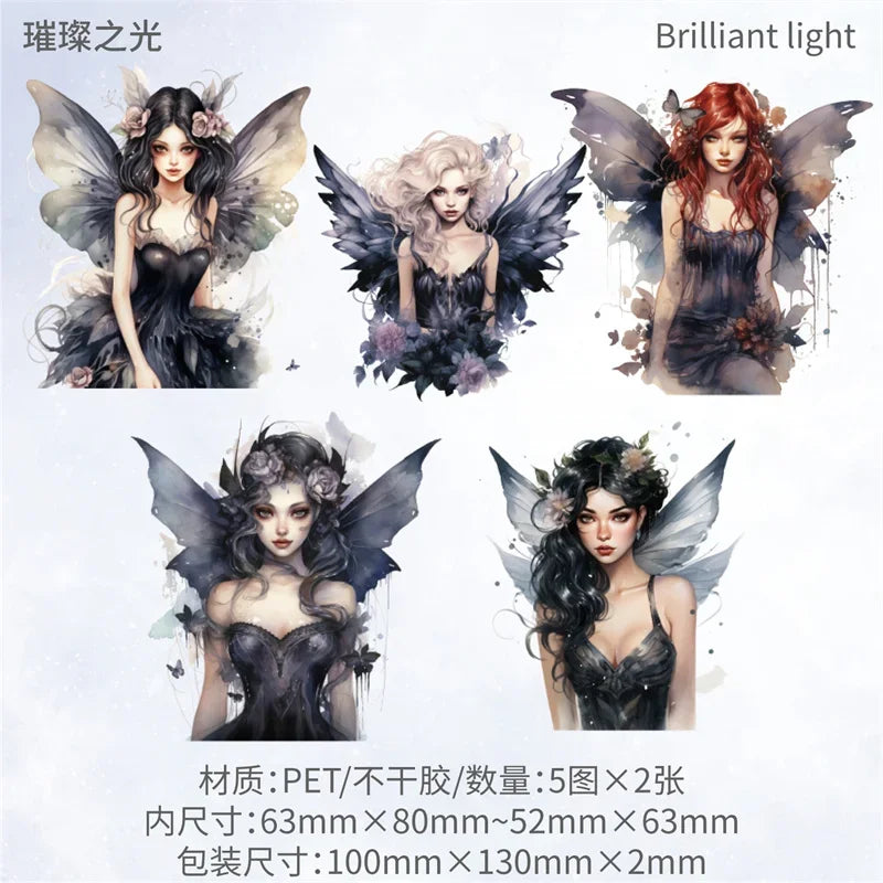 10Sheets Retro Sticker Pack DIY Fairy Material Supplies Character Handbook Sticker Decorative Stickers Scrapbook Cut 13*9CM