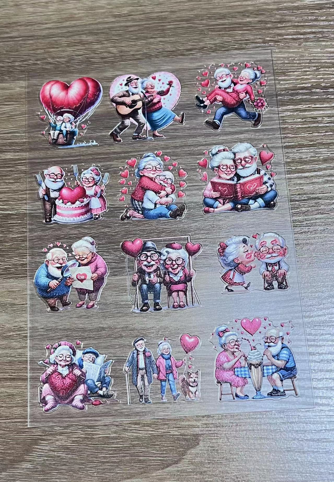 E-18 Valentine cute old couple 3D embossed sticker 1 piece(148*210cm)