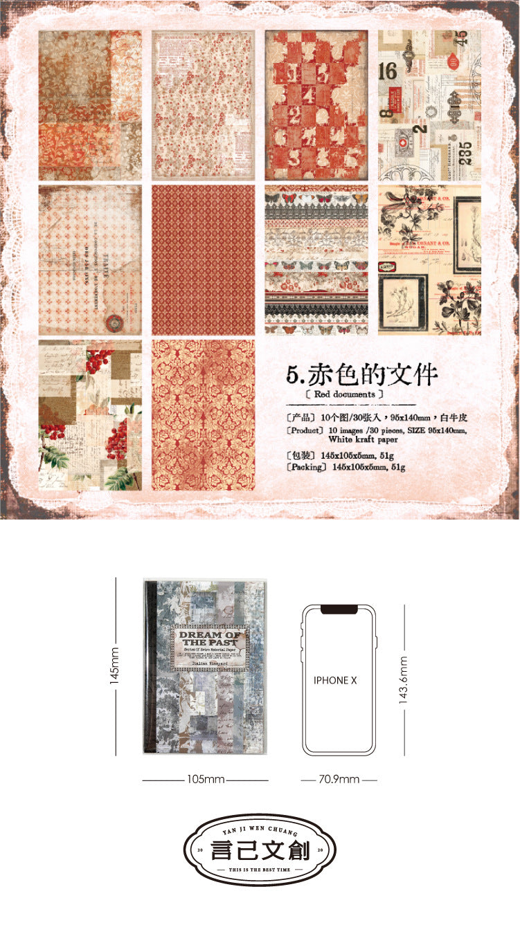 P-7 Dreaming of the Past Series Retro Theme Base Material Paper in 5 Styles