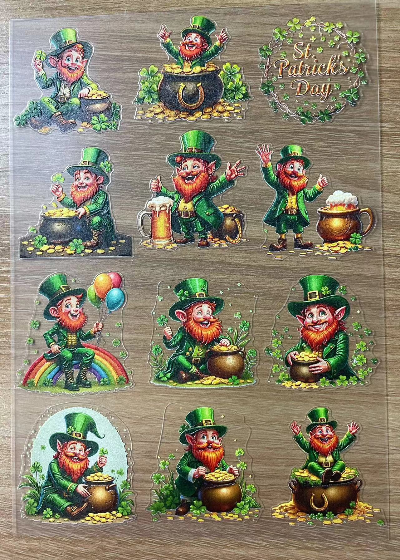 E-35 Leprechaun 3Dembossed sticker one piece