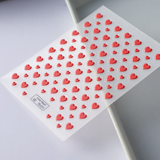 MINI-25 Solid Color Red Heart Stickers3d Adhesive