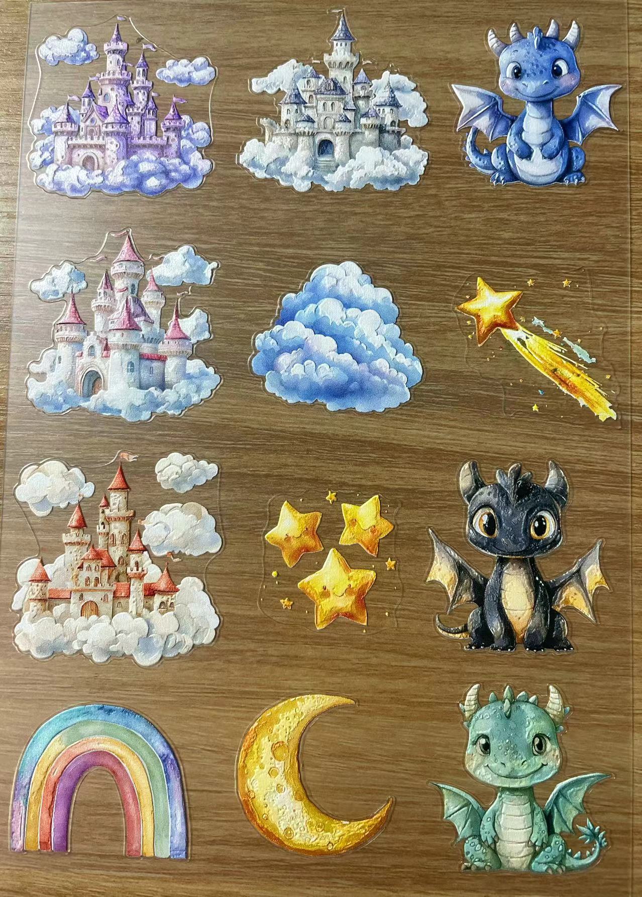 E-37 Fantasy baby dragon 3Dembossed sticker one piece