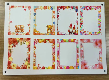 A-7 Valentine ATC background precut sticker  A4 size（2Pieces)