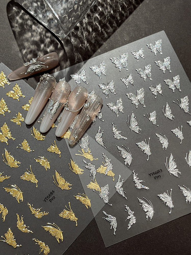 MINI-13 Silver Butterfly Stickers