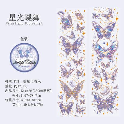 S-28 Ancient Forest PET Adhesive Tape Ice Crystal Butterfly Series 4Style